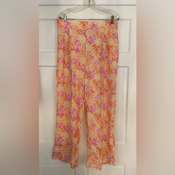 Island Imaginings Peach Floral Print Wide-Leg Pants - Picture 6 of 7